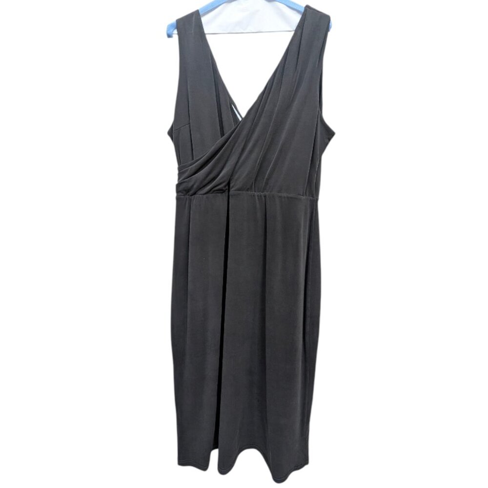 NSR Black Solana Modal Stretch Crossover Midi Tank Dress